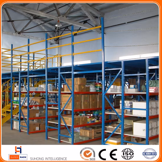 Scaffalature di stoccaggio in acciaio, piattaforma soppalcata, scaffalature di stoccaggio industriali
