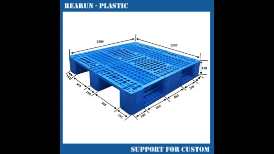 Robusto pallet in plastica bifacciale per lo stoccaggio e l'impilamento in magazzino