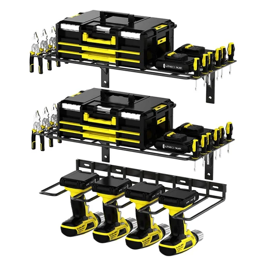 Espositore porta organizer per utensili elettrici a parete per carichi pesanti a 3 strati con grande capacità di sospensione